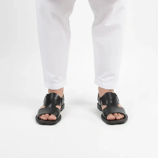 Handmade Pure Leather Panjedar Chappal – Black