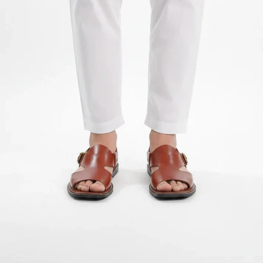 Handmade Pure Leather Panjedar Chappal – Mustard Brown