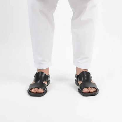Handmade Pure Leather Panjedar Chappal – Black