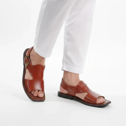 Handmade Pure Leather Panjedar Chappal – Mustard Brown