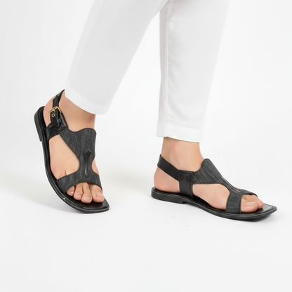 Handmade Pure Taar Black Panjedar Chappal