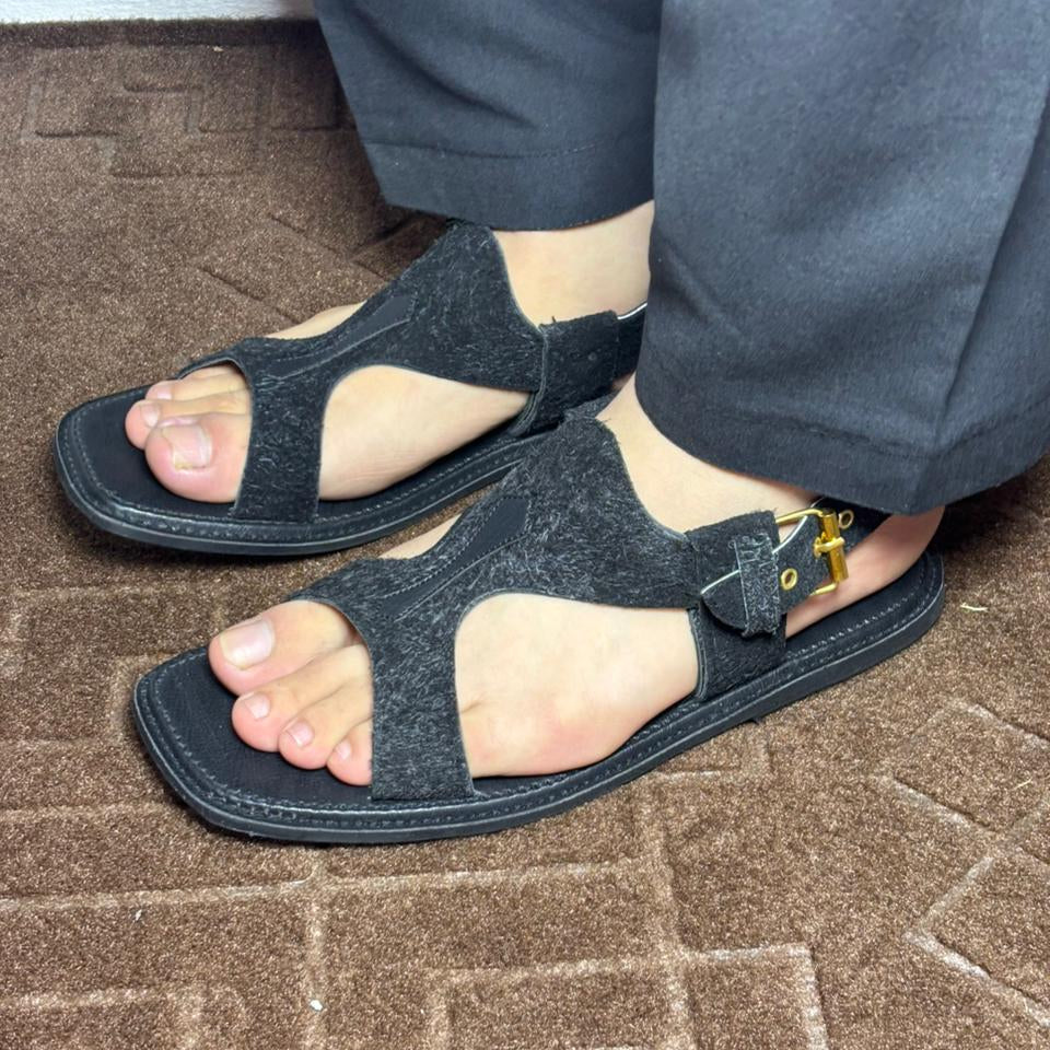 Handmade Black Sabar Panjedar Chappal